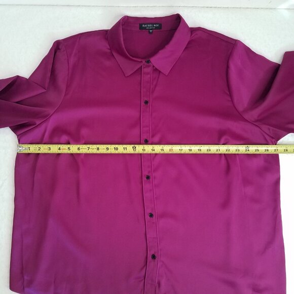 Rachel Roy Collection Satin Blouse Victorian Violet PLUS SIZE 24W Stretch Purple - Picture 3 of 12